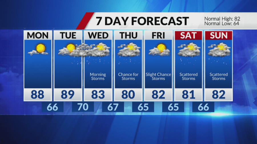 Hazy sunshine for Sunday, warmer into the workweek