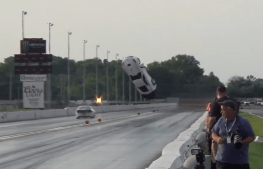 Drag racer survives frightening airborne crash at World Wide Technology Raceway