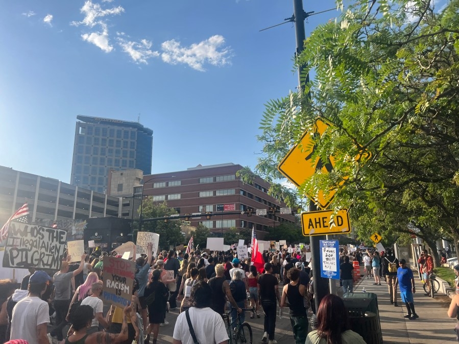 Anti-ICE protest mostly peaceful; arrest made after fight breaks out