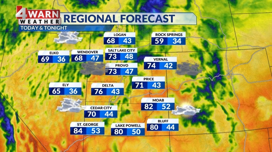 Increasing showers and thunderstorms over northern Utah Wednesday afternoon
