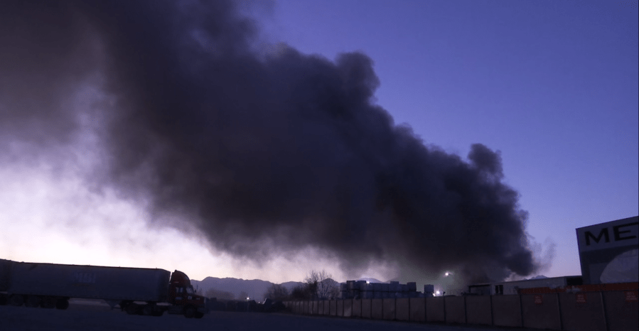 Massive flames visible from I-215 in Salt Lake City