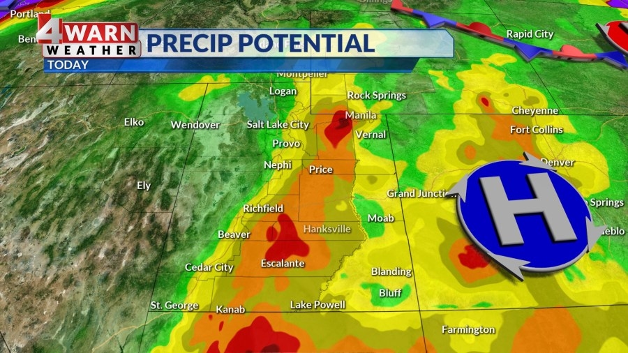 Monsoon moisture brings scattered rain chances over the next 24 hours