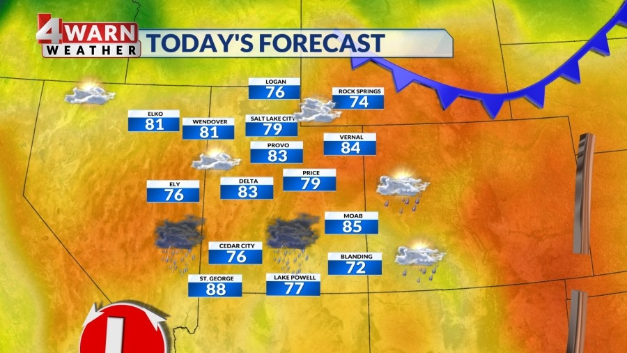 Cooler temperatures invade northern Utah, with tropical downpours across the south