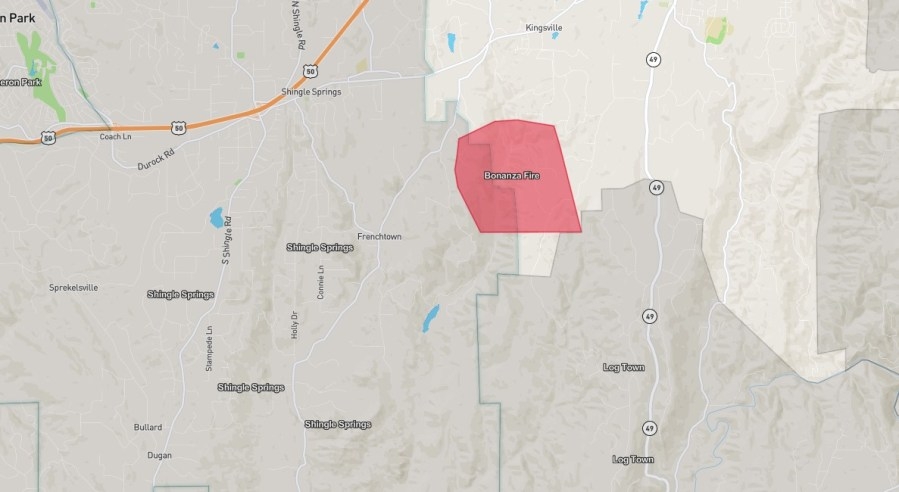 Evacuation Order issued for Bonanza Fire in El Dorado County