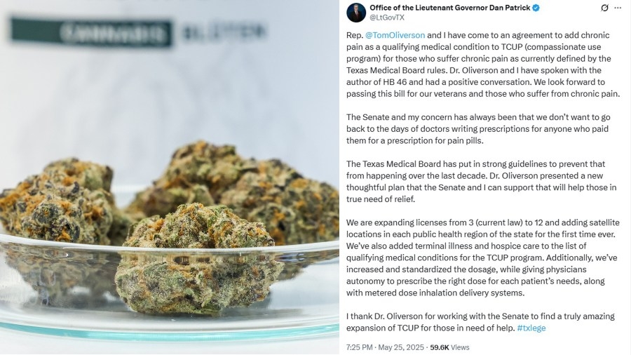 Texas Lt. Gov. announces compassionate use expansion amid THC ban