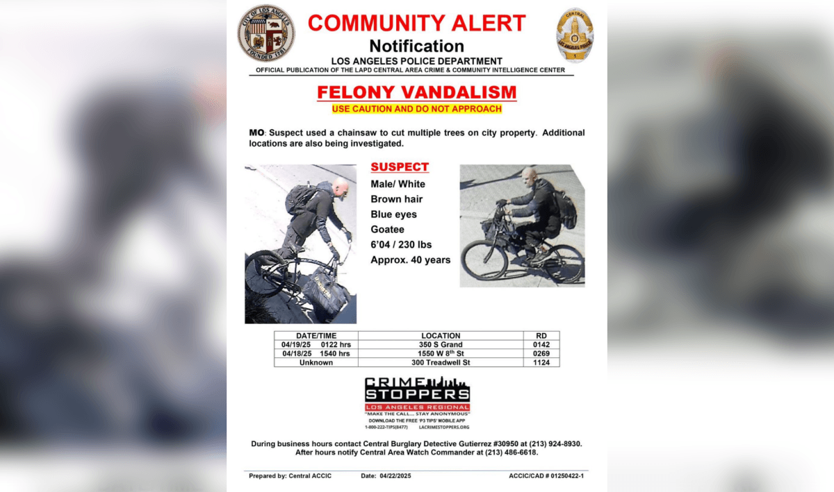 Suspect Identified in the Attack of Downtown Los Angeles Trees