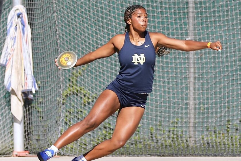 Prep talk: Aja Johnson of Sherman Oaks Notre Dame is thriving in the shotput, discus