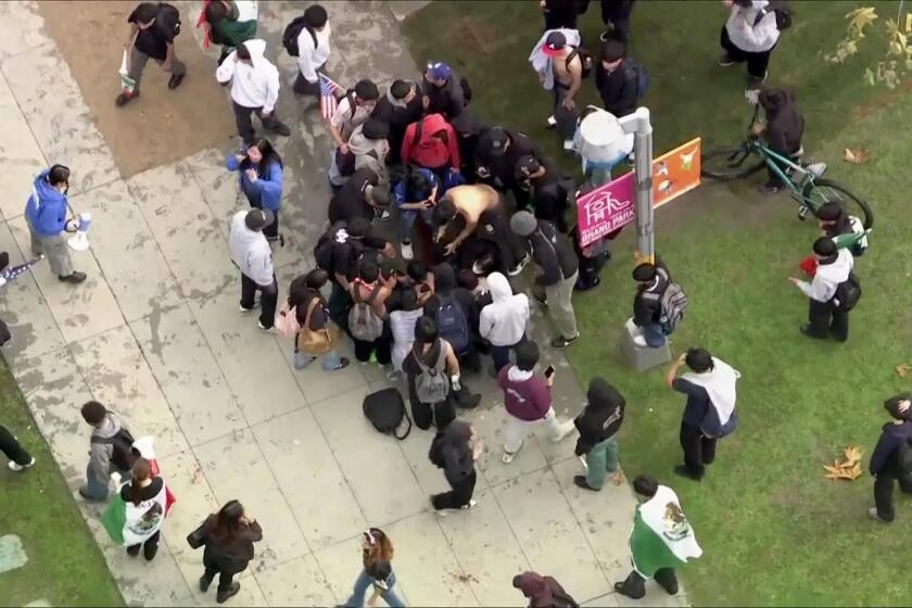 Boy, 14, arrested in stabbing at L.A. protest against Trump's immigration orders