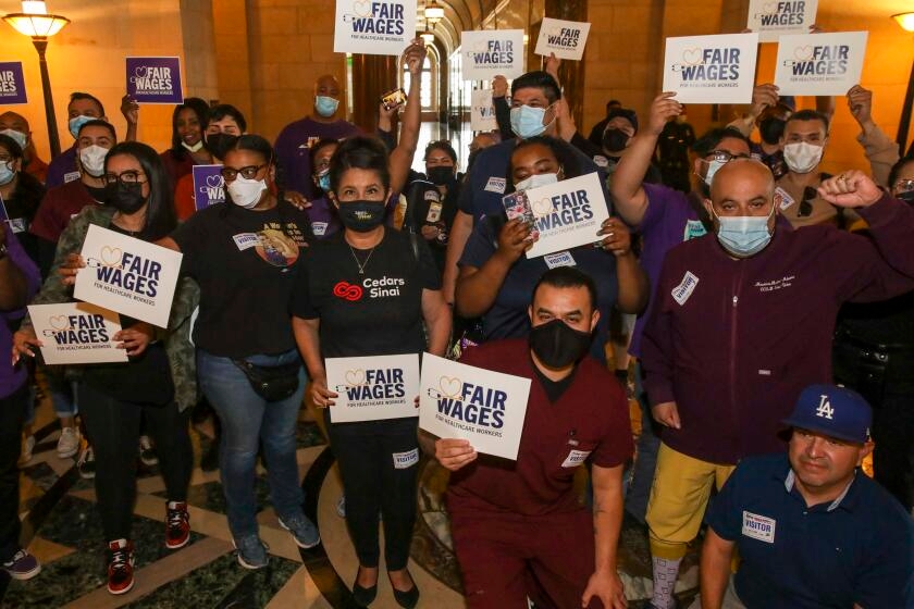 Labor groups, officials push for a minimum wage of at least $25 an hour in L.A. County