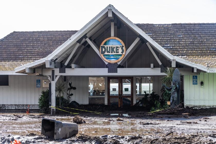 Duke's restaurant in Malibu survives fire but is now a muddy mess