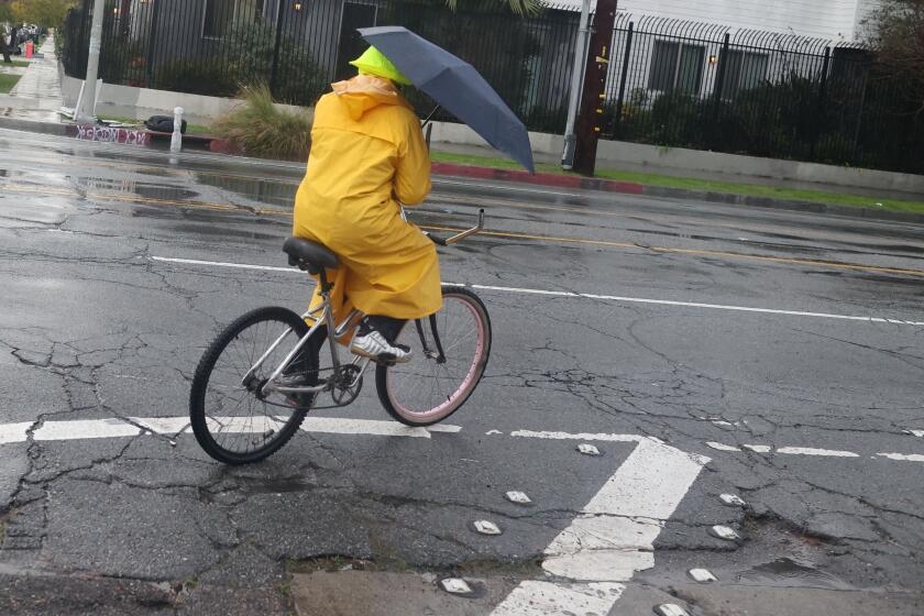 Light rain expected in L.A. through Sunday morning, with unseasonably cold weather in high desert