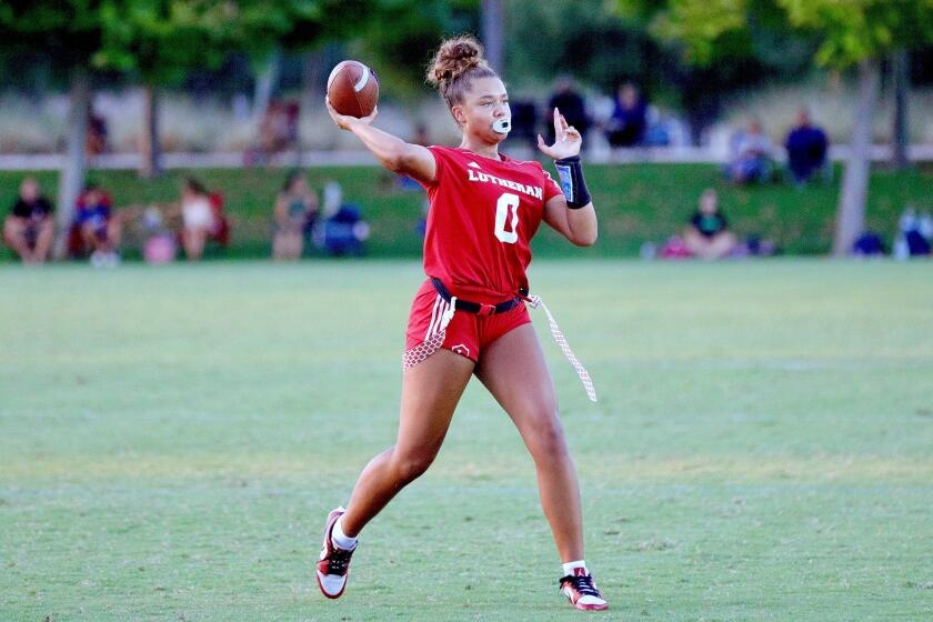Quarterback Makena Cook will be back as Orange Lutheran's flag football standout