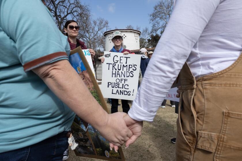 National park layoffs assailed by off-duty rangers and community members in SoCal protests