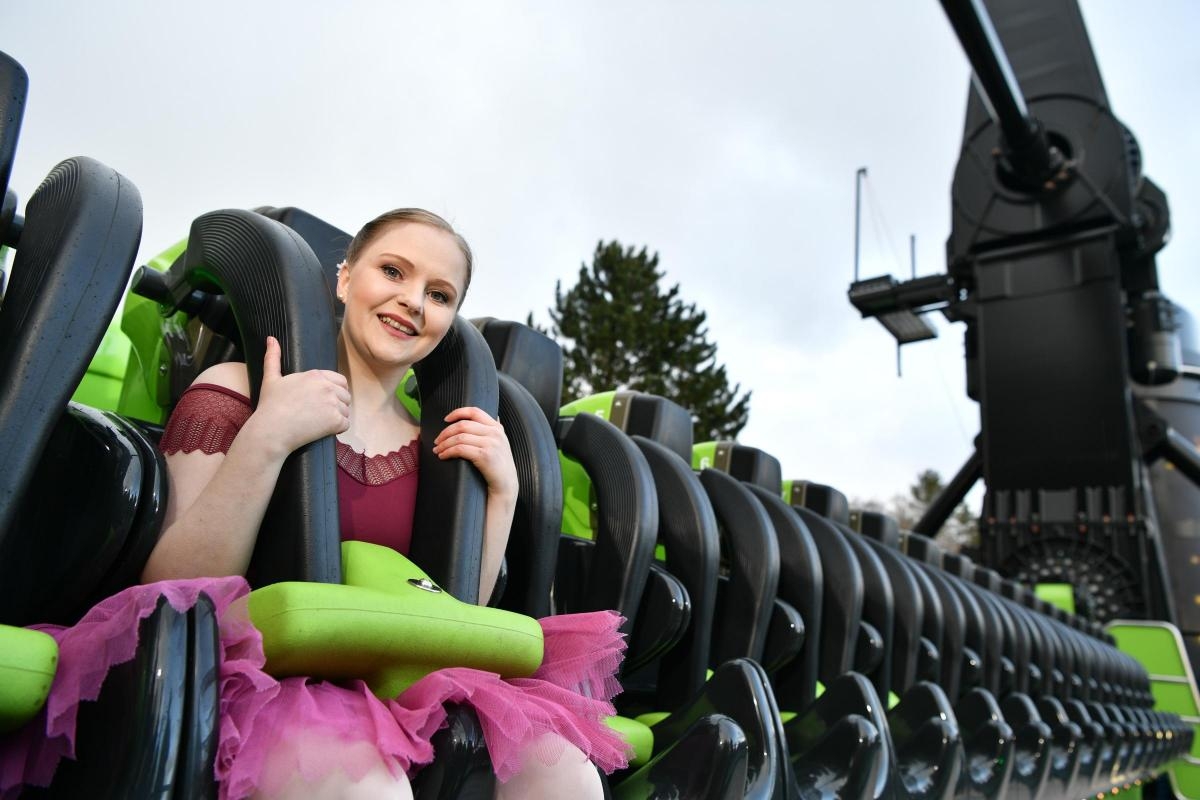 First look as top ballerina tries out Alton Towers' record-breaking new ride