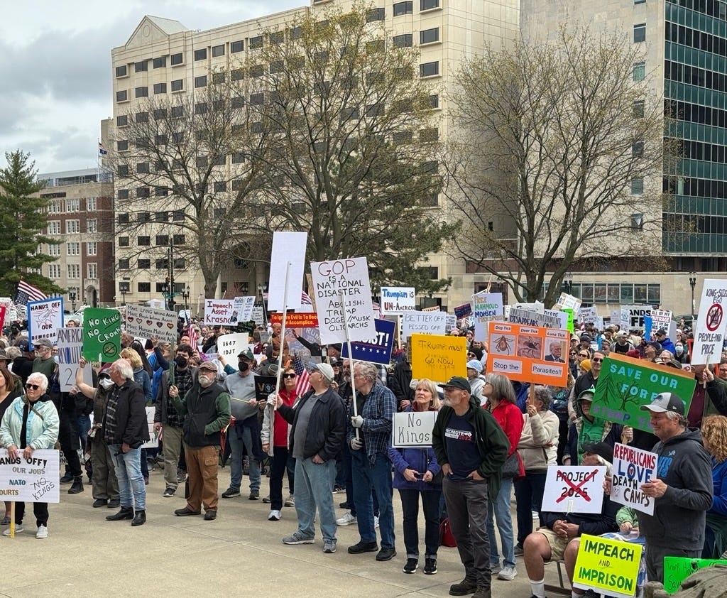 Hundreds protest President Donald Trump, Elon Musk at Michigan Capitol Saturday