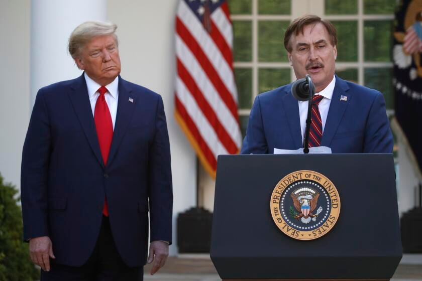 Abcarian: Did the MyPillow guy, clinging to the Big Lie, defame a Dominion exec?