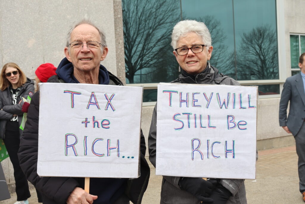 On Tax Day, Mainers rally against tax breaks for the wealthy