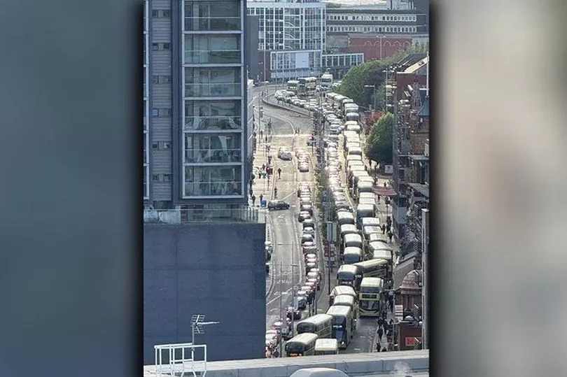 GRIDLOCK! Staggering pic shows 40 BUSES stuck in city centre roadworks