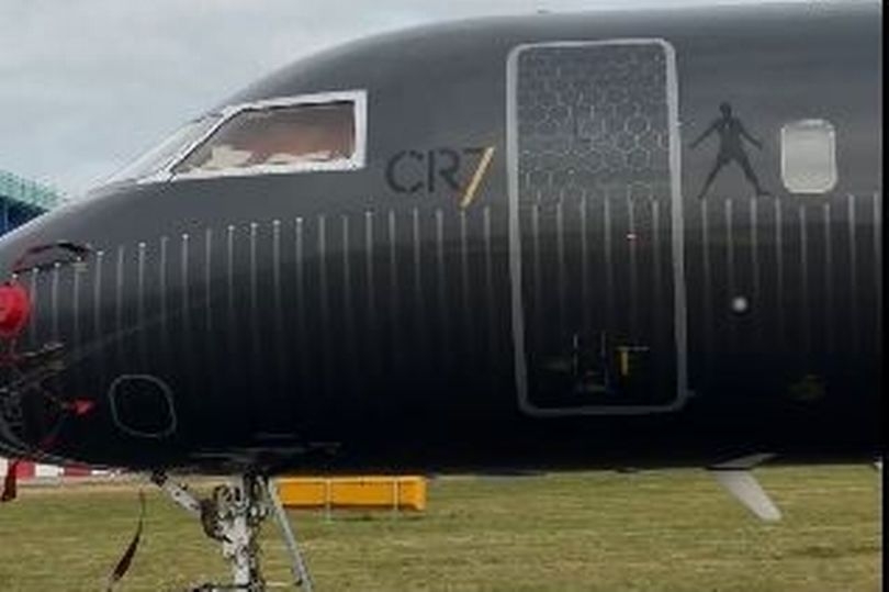 Ronaldo's £61m private jet spotted at Manchester Airport