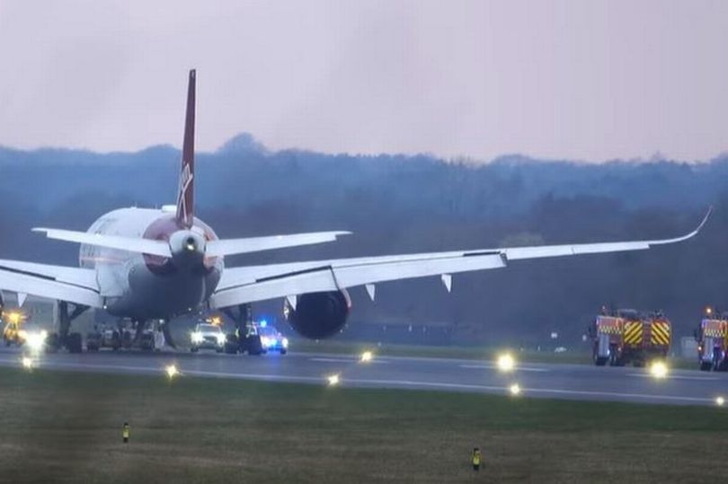 Pictures show fire crews surround Virgin Atlantic plane on Manchester Airport runway after New York U-turn