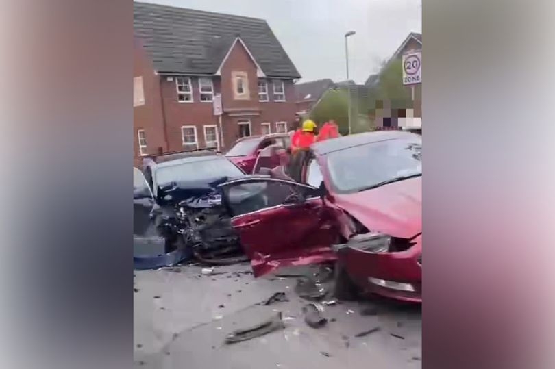 Cars wrecked in serious smash as emergency services descend on Greater Manchester street