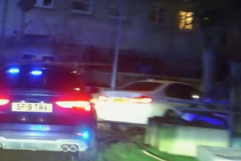 Police chase 'stolen' BMW as driver speeds through back streets and along footpath