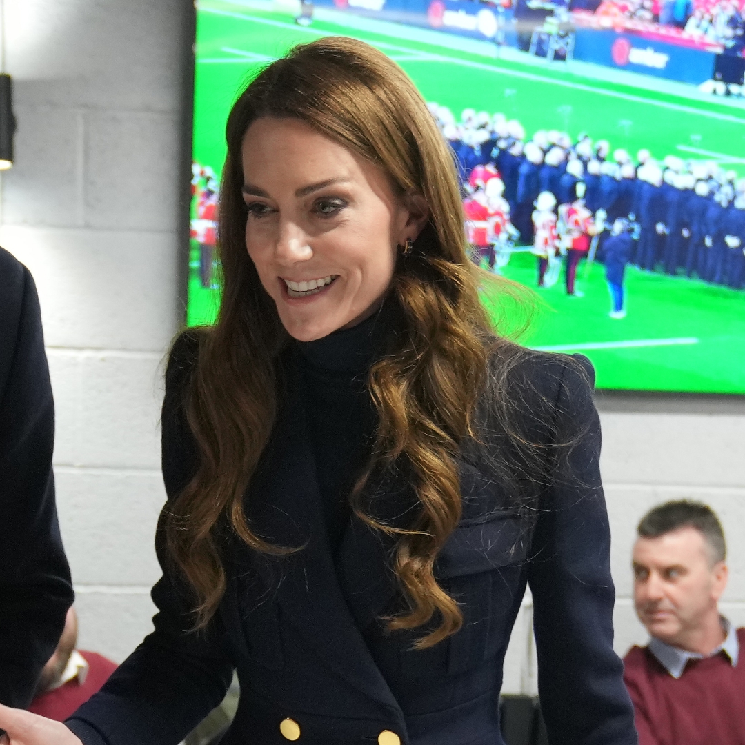 Kate Middleton Pairs a Sleek Navy Coat With $100 Earrings for Six Nations Rugby Clash