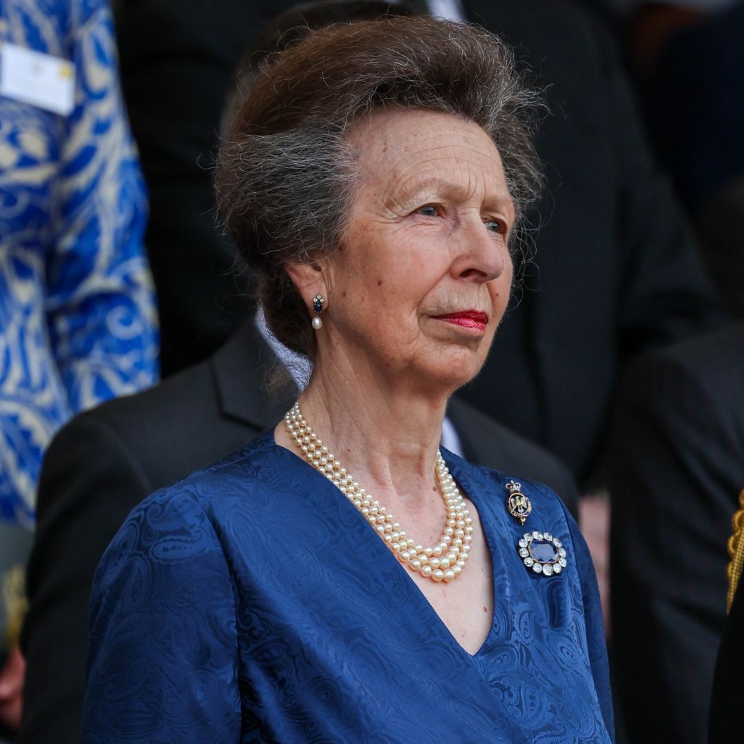 Princess Anne Channeled Kate Middleton's Engagement Look in Blue Wrap Dress and a Massive Sapphire Brooch Inspired by Queen Victoria