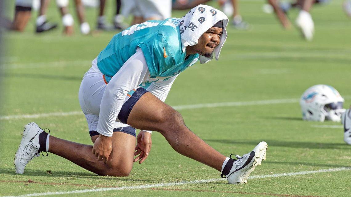 Dolphins' Chop Robinson leaves on cart during practice, says it's not serious