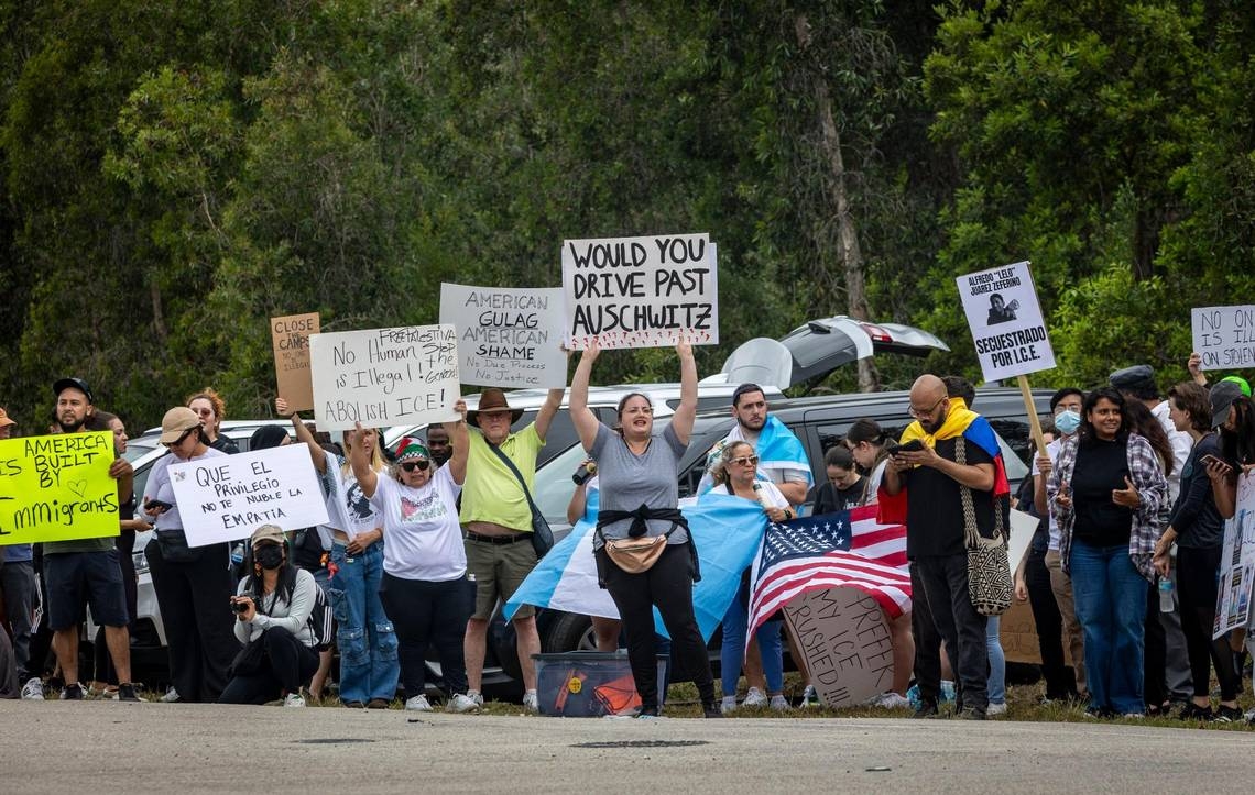 Hundreds protest outside Miami's Krome Detention Center over ‘inhumane' conditions