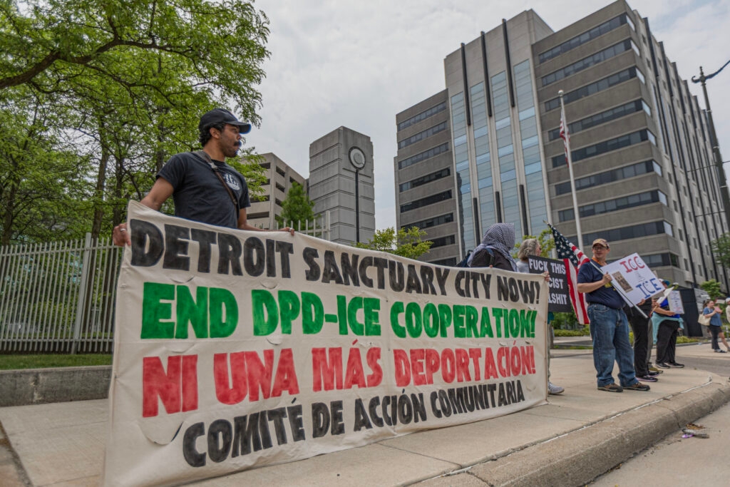 Dozens protest outside Detroit ICE field office against Los Angeles immigration raids