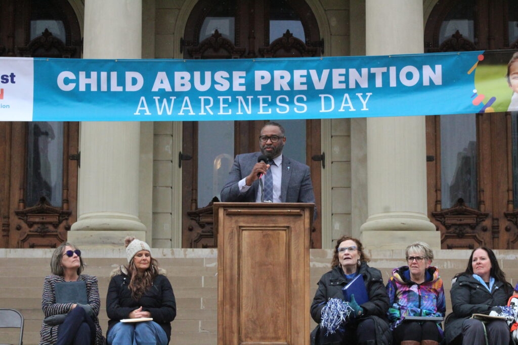 Community organizations urge awareness at child abuse prevention rally at Michigan Capitol