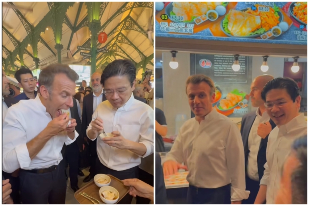 Cheers of ‘vive la France' as Macron visits Singapore's Lau Pa Sat hawker centre before major defence, AI talks