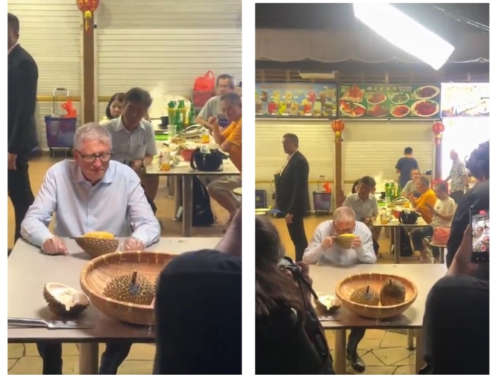 Bill Gates seen sampling durian, local favourites at Singapore's Newton Food Centre (VIDEO)