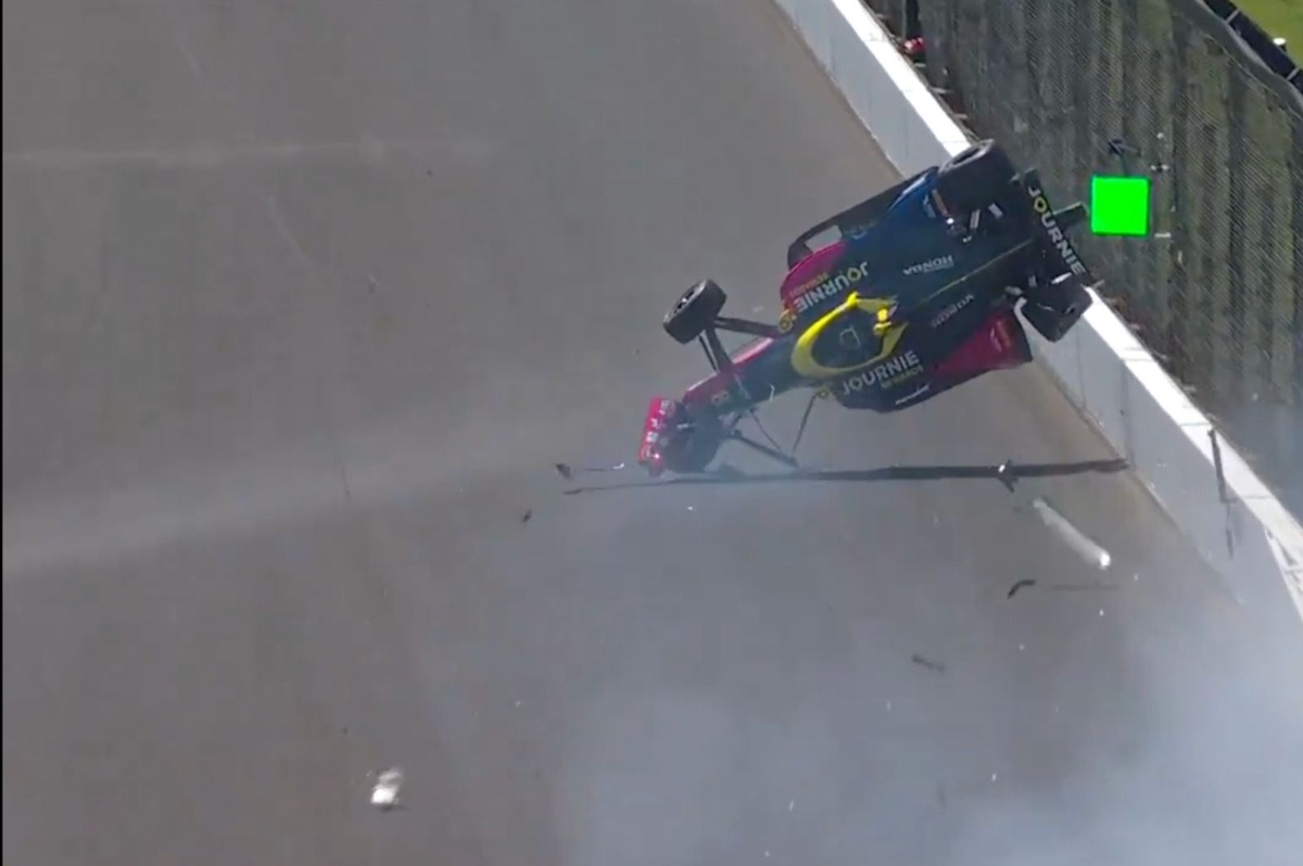 Violent crash sends Kyffin Simpson airborne in scary Indy 500 practice shunt
