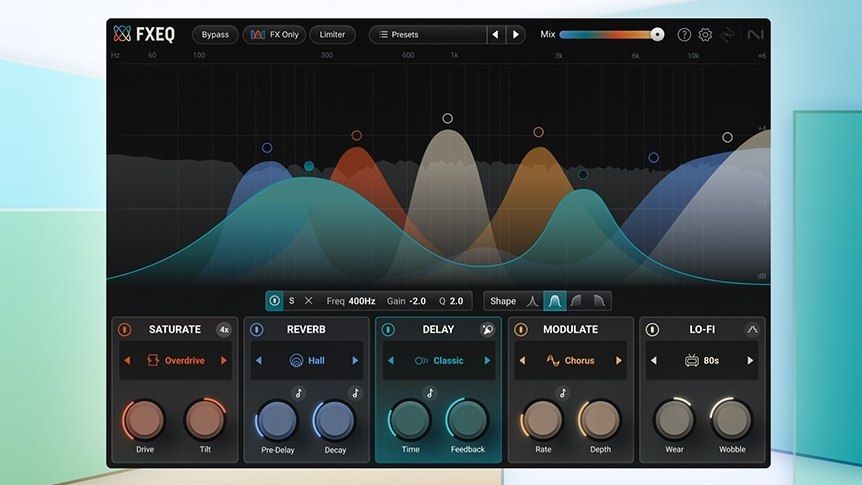 iZotopeʼs colourful new FXEQ multi-effects plugin lets you 'paint' with saturation, reverb, and delay