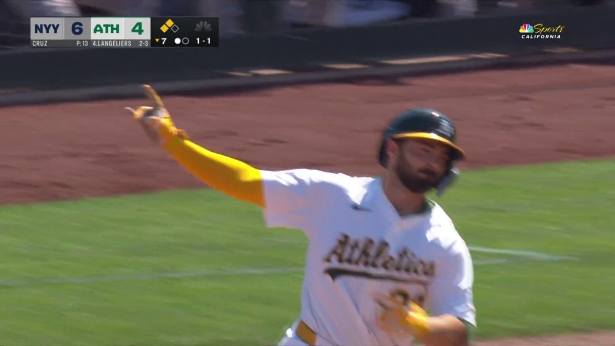 Langeliers' blast puts Athletics back in front vs. Yankees
