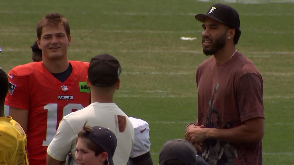 Drake Maye talks meeting up with Jayson Tatum at Patriots training camp