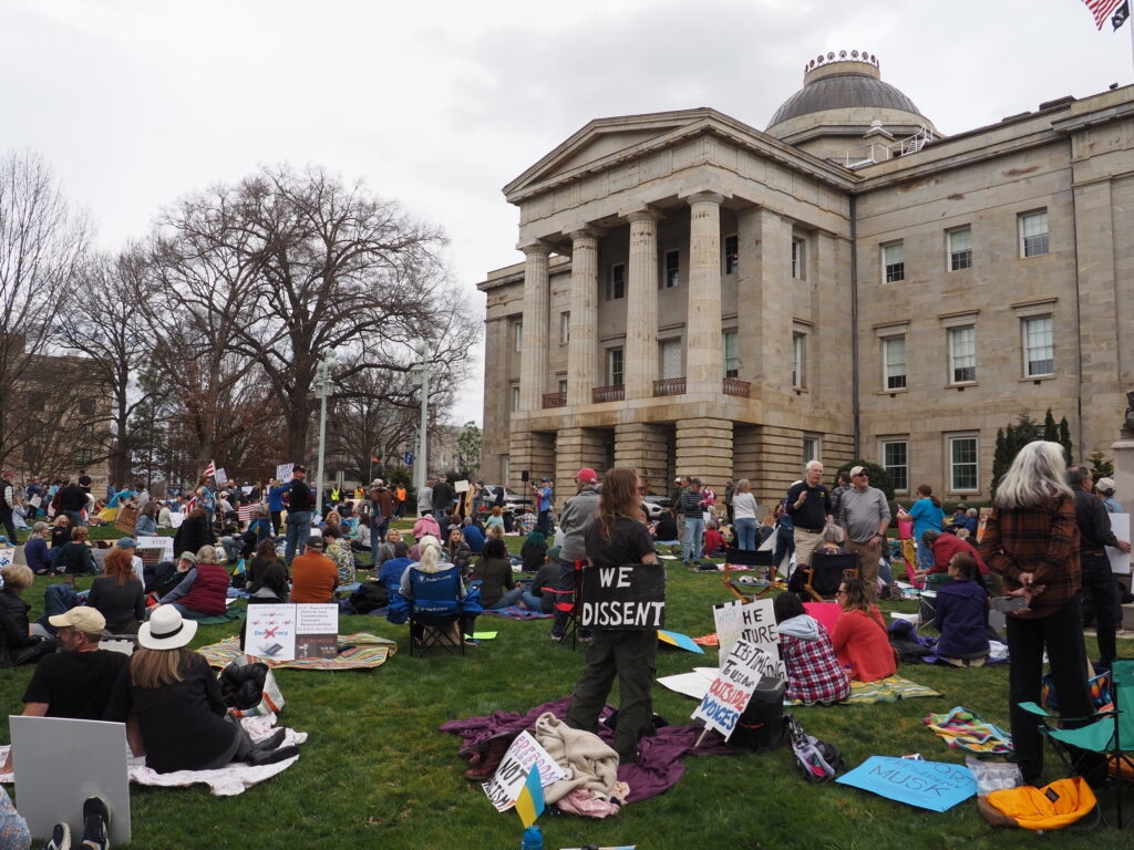 Ahead of Trump address, hundreds protest in ‘People's Picnic' at North Carolina Capitol