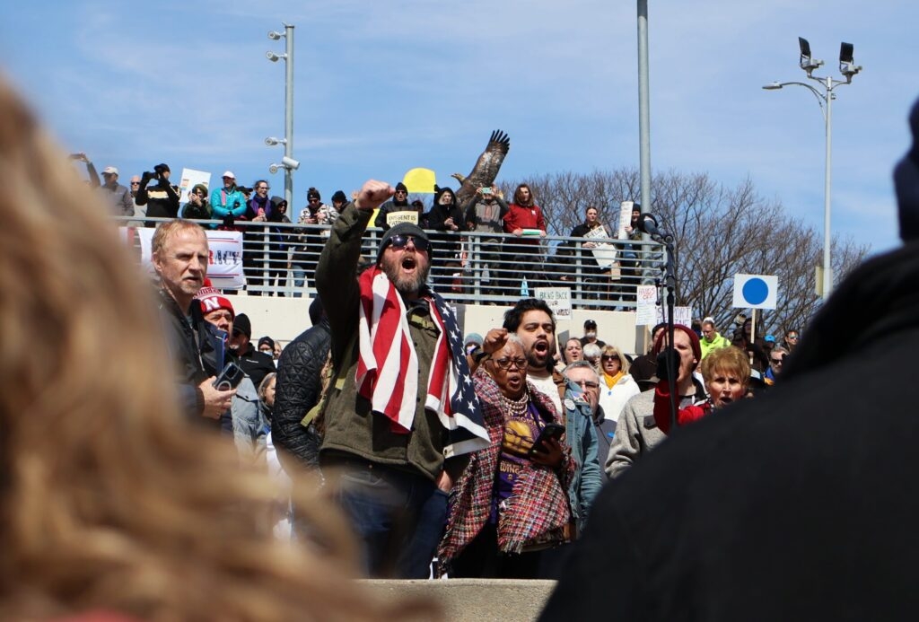 Thousands In Memorial Park protest federal actions as part of national ‘Hands Off!' protests
