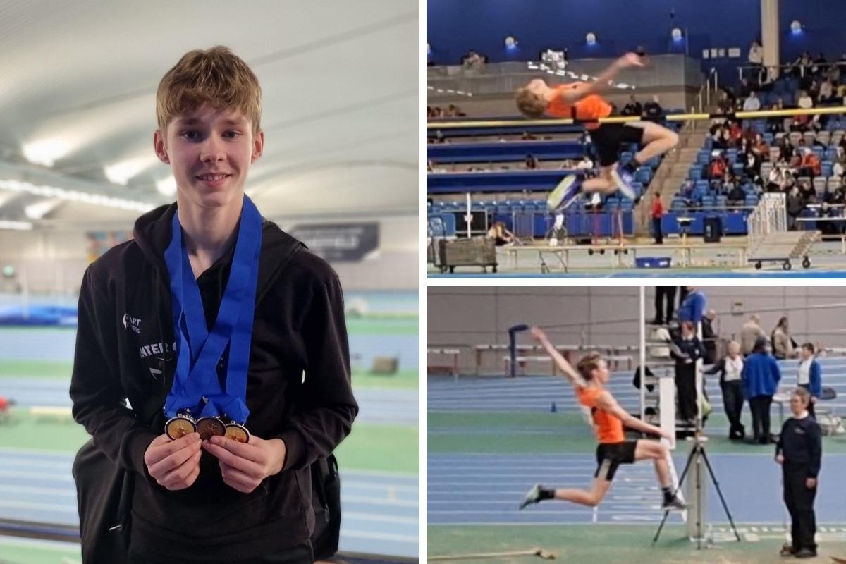 Freddie, 14, wins two gold medals at athletics championships