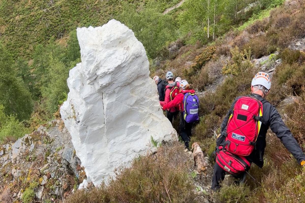 Mountain rescue team save father and son who strayed off normal path