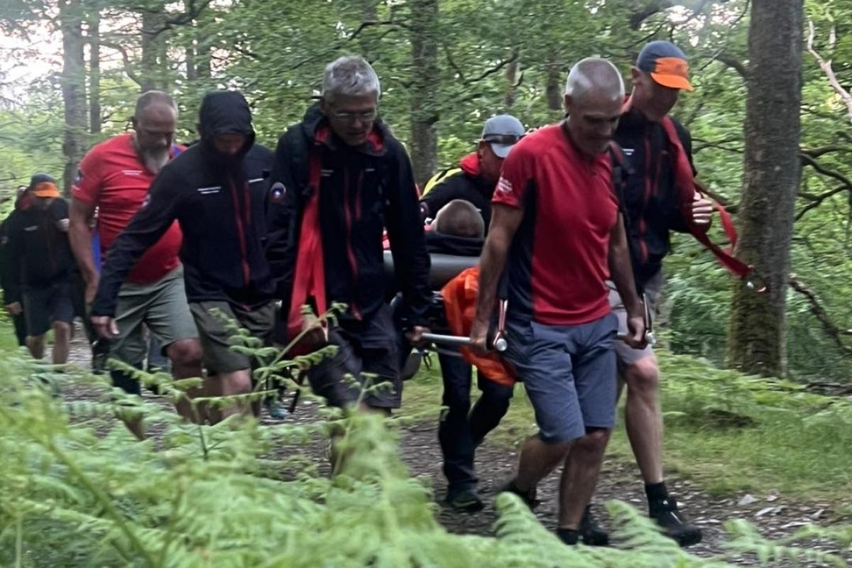 Mountain rescue team member rescued after slip led to 'significant lower leg injury'