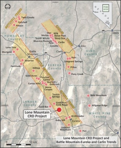 Minaurum Announces Exercise of Option to Acquire Lone Mountain CRD Project in Nevada's Battle Mountain-Eureka Trend