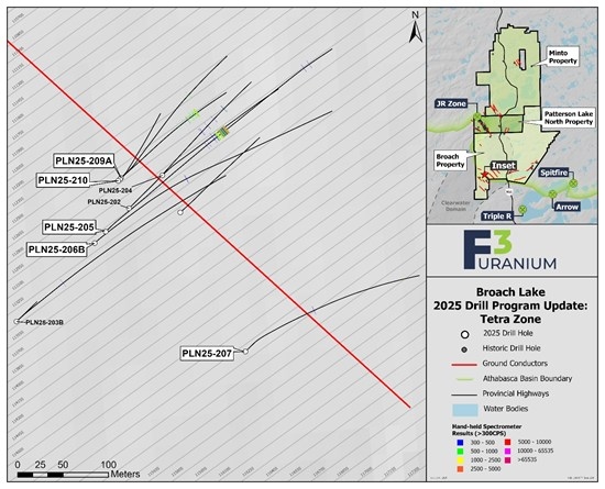 F3 - Hits Radioactivity in 32m Step Out - Extending Zone at Broach Lake