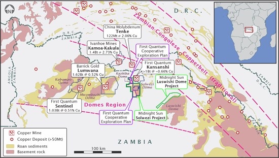 Midnight Sun Makes Strategic Acquisition of Luswishi Dome Project