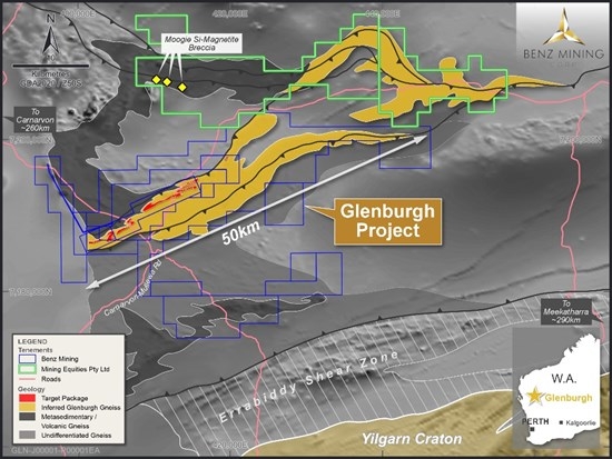 Benz Exercises Option over Strategic Ground Along Strike from the Glenburgh Gold Project