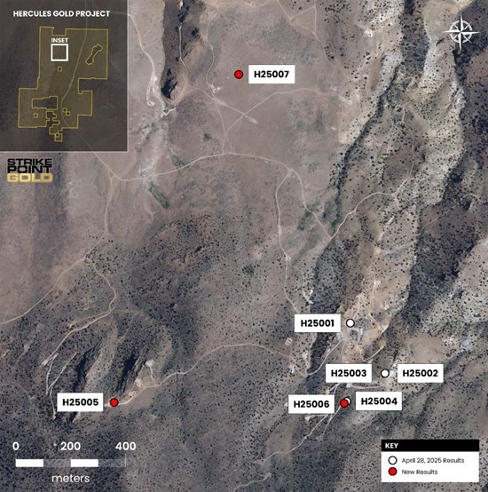 StrikePoint Drills Broad Zones of Near Surface Oxide Gold at the Hercules Gold Project, Nevada