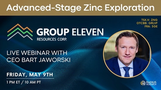 Group Eleven to be Featured on Radius Research for a Live Company Pitch, Deep Dive and Q&A Webinar