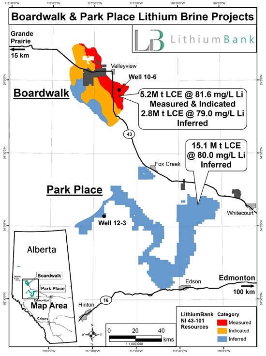 LithiumBank Updates NI 43-101 Lithium Brine Resource Estimate at Park Place, West-Central Alberta